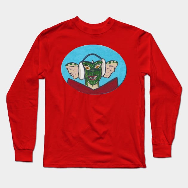 Caroling Gremlin Long Sleeve T-Shirt by tesiamarieart